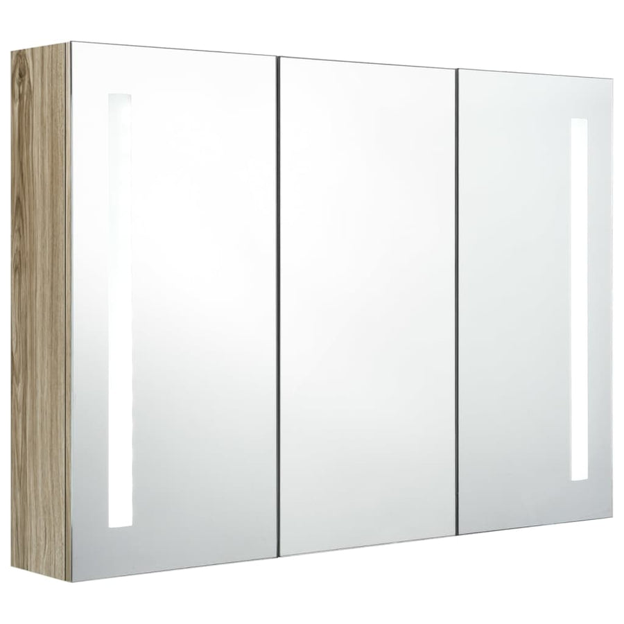 Badkamerkast Met Spiegel En Led Kleurig 89 x 14 x 62 cm Eiken