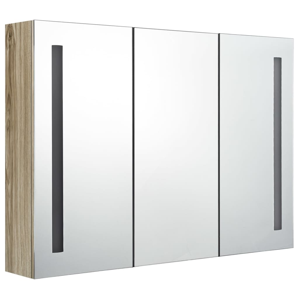 Badkamerkast Met Spiegel En Led Kleurig 89 x 14 x 62 cm Eiken