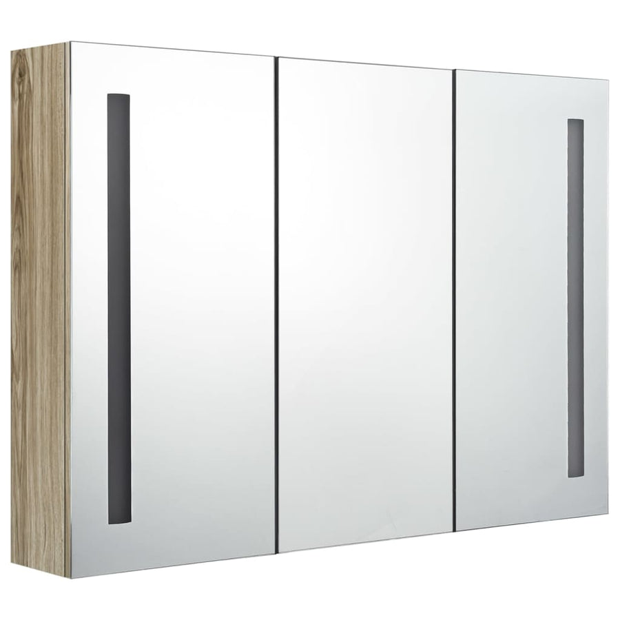 Badkamerkast Met Spiegel En Led Kleurig 89 x 14 x 62 cm Eiken