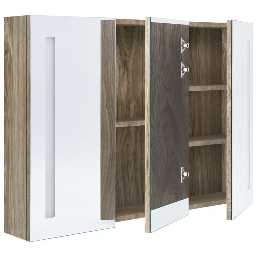 Badkamerkast Met Spiegel En Led Kleurig 89 x 14 x 62 cm Eiken