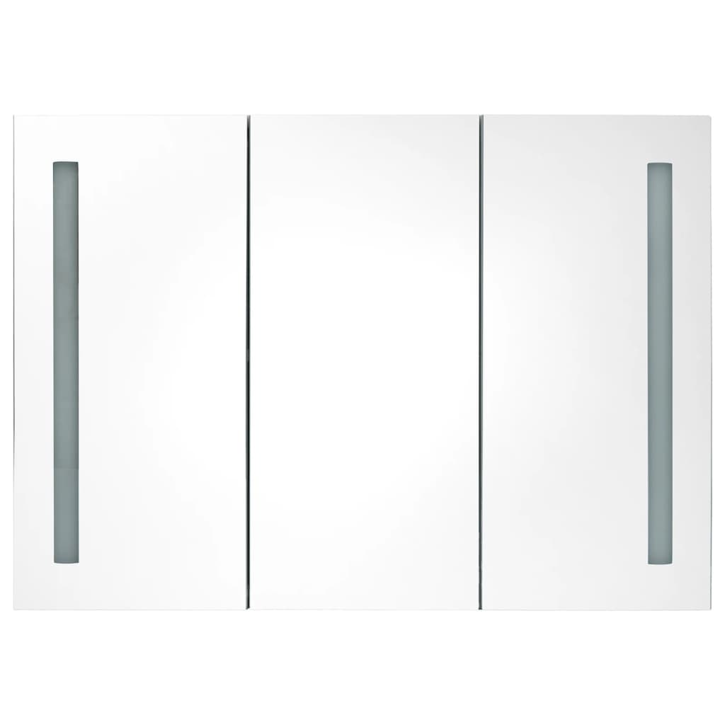 Badkamerkast Met Spiegel En Led 89X14X62 Cm Wit En Eikenkleurig 89 x 14 x 62 cm