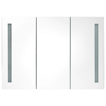 Badkamerkast Met Spiegel En Led 89X14X62 Cm Wit En Eikenkleurig 89 x 14 x 62 cm