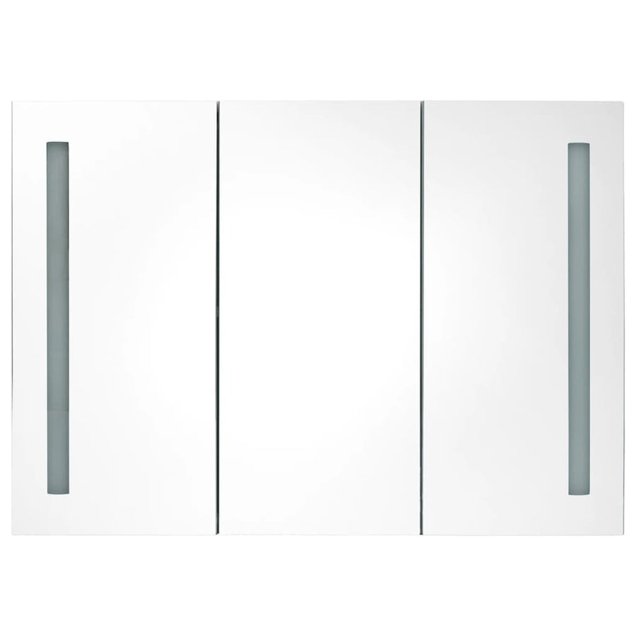 Badkamerkast Met Spiegel En Led 89X14X62 Cm Wit En Eikenkleurig 89 x 14 x 62 cm