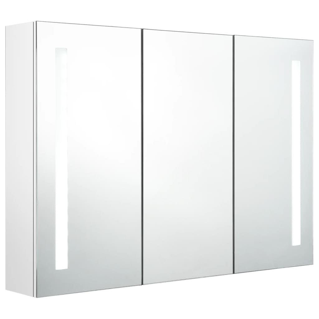 Badkamerkast Met Spiegel En Led 89 x 14 x 62 cm Glanzend wit