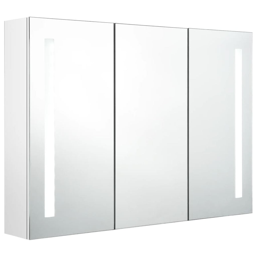 Badkamerkast Met Spiegel En Led 89 x 14 x 62 cm Glanzend wit