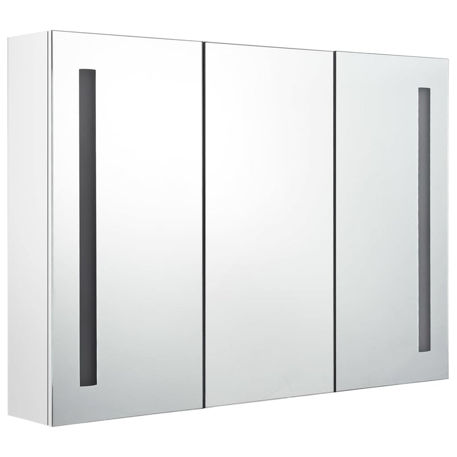 Badkamerkast Met Spiegel En Led 89 x 14 x 62 cm Glanzend wit