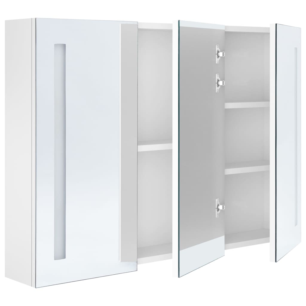 Badkamerkast Met Spiegel En Led 89 x 14 x 62 cm Glanzend wit