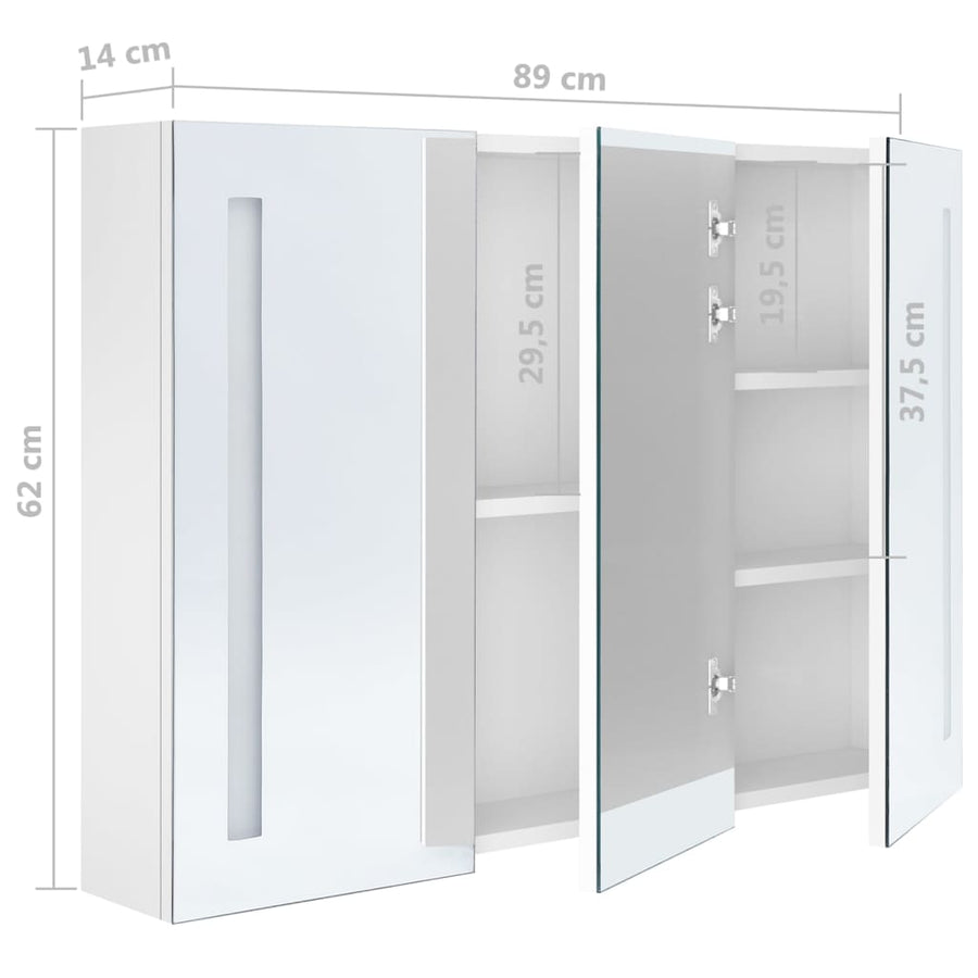 Badkamerkast Met Spiegel En Led 89 x 14 x 62 cm Glanzend wit
