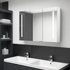 Bathroom cabinet with mirror and LED 89x14x62 cm glossy white