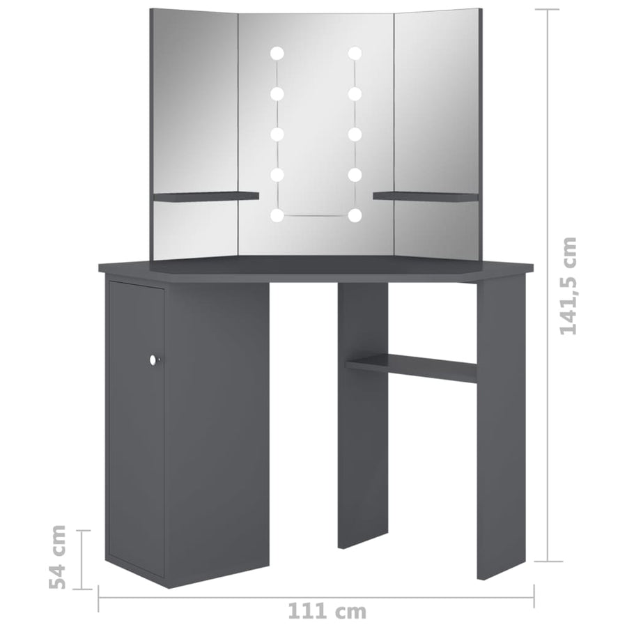 Hoekkaptafel Met Led X54X4,5 Cm Grijs