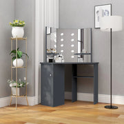 Kaptafel hoek 111x54x141,5 cm grijs met LED