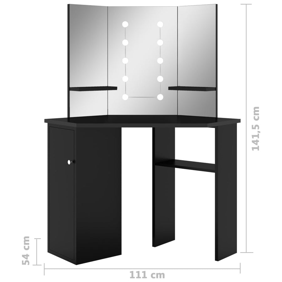 Hoekkaptafel Met Led X54X4,5 Cm Zwart