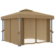 Prieel Met Gordijn 3X3 M Aluminium Taupe