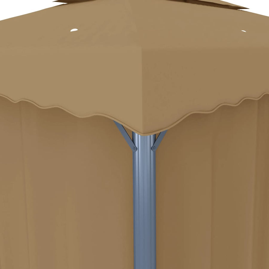 Prieel Met Gordijn 3X3 M Aluminium Taupe