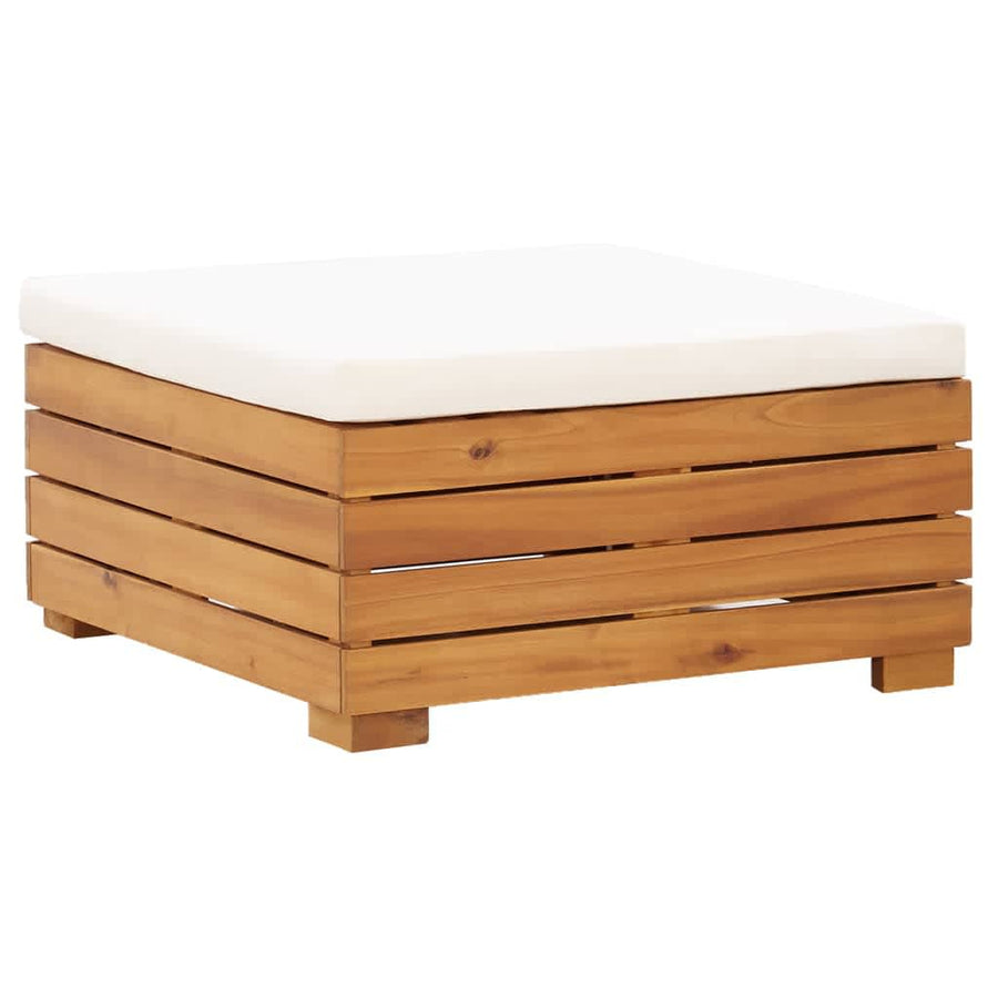 Tuintafel En Voetensteun Met Kussen Massief Acaciahout Crèmewit voetensteun + Tafel
