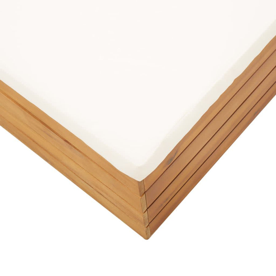 Tuintafel En Voetensteun Met Kussen Massief Acaciahout Crèmewit voetensteun + Tafel