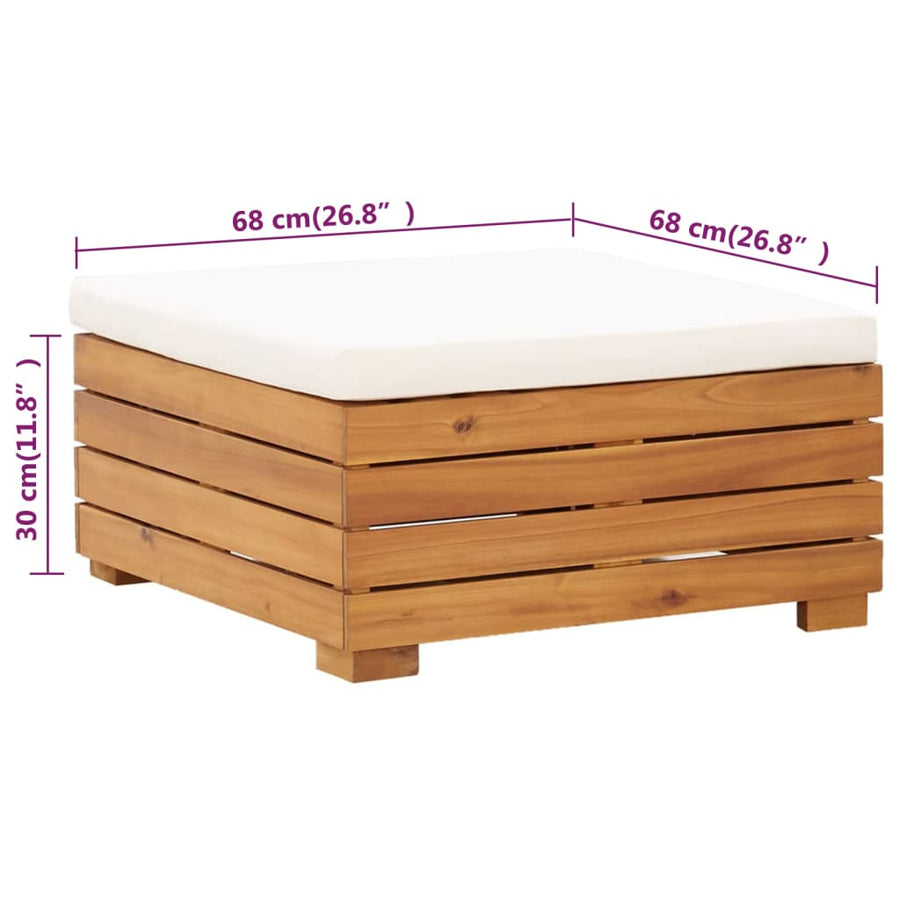 Tuintafel En Voetensteun Met Kussen Massief Acaciahout Crèmewit voetensteun + Tafel