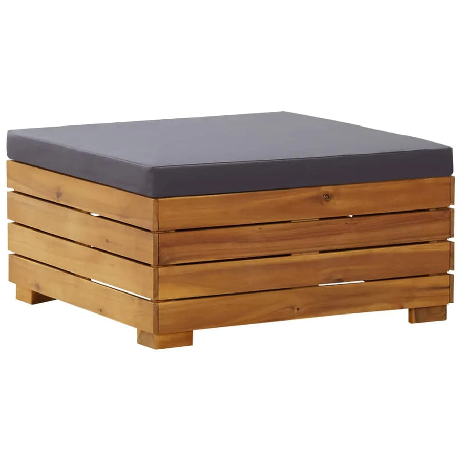 Tuintafel En Voetensteun Met Kussen Massief Acaciahout Donkergrijs voetensteun + Tafel