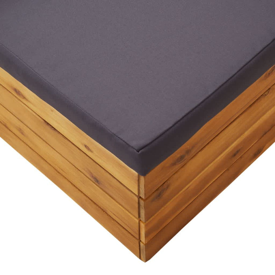 Tuintafel En Voetensteun Met Kussen Massief Acaciahout Donkergrijs voetensteun + Tafel