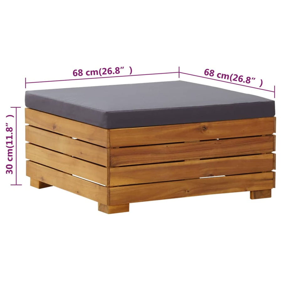 Tuintafel En Voetensteun Met Kussen Massief Acaciahout Donkergrijs voetensteun + Tafel