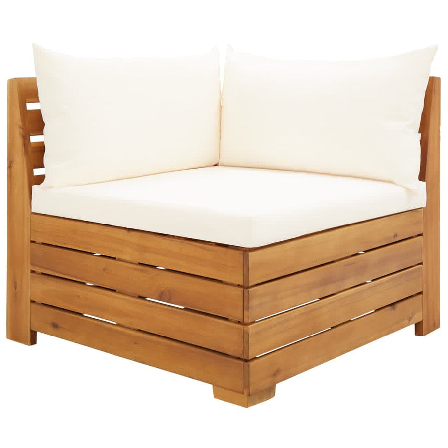 2-Delige Loungeset Met Kussens Massief Acaciahout Crèmewit hoek + Tafel
