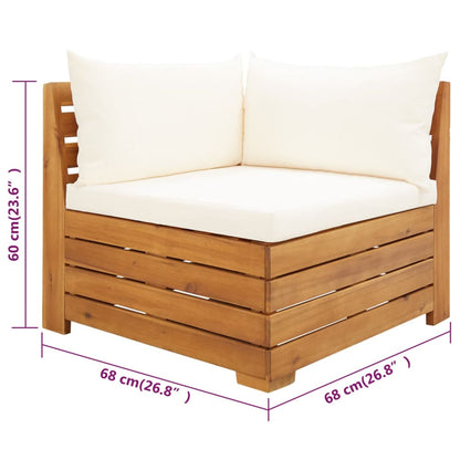 2-Delige Loungeset Met Kussens Massief Acaciahout Crèmewit hoek + Tafel