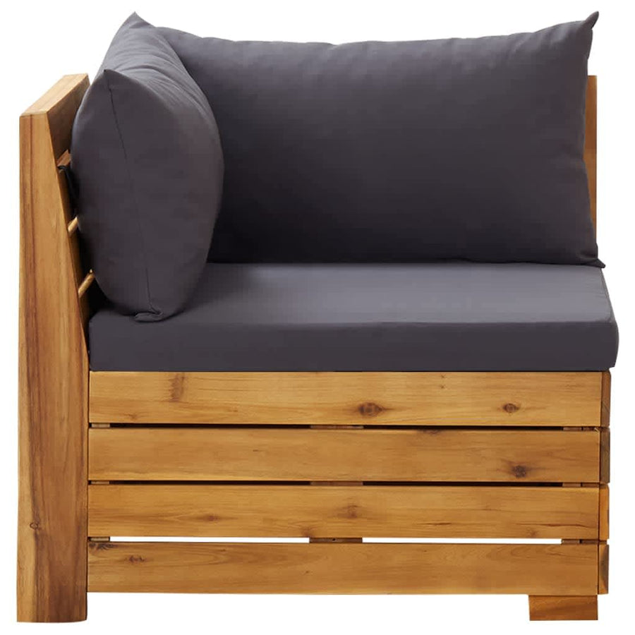 2-Delige Loungeset Met Kussens Massief Acaciahout Donkergrijs hoek + Tafel