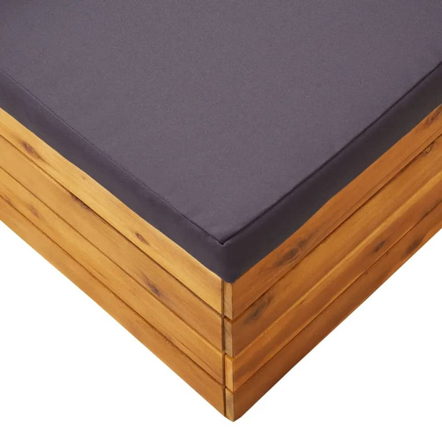 2-Delige Loungeset Met Kussens Massief Acaciahout Donkergrijs hoek + Tafel