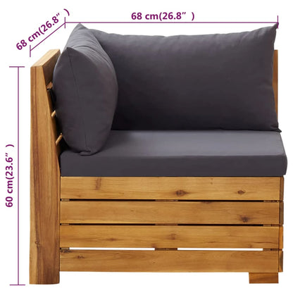 2-Delige Loungeset Met Kussens Massief Acaciahout Donkergrijs hoek + Tafel