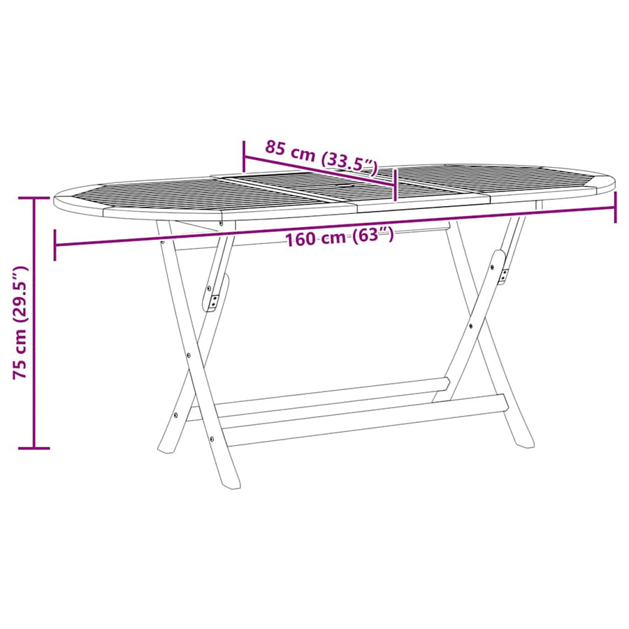 Tuintafel Inklapbaar 160X85X75 Cm Massief Eucalyptushout