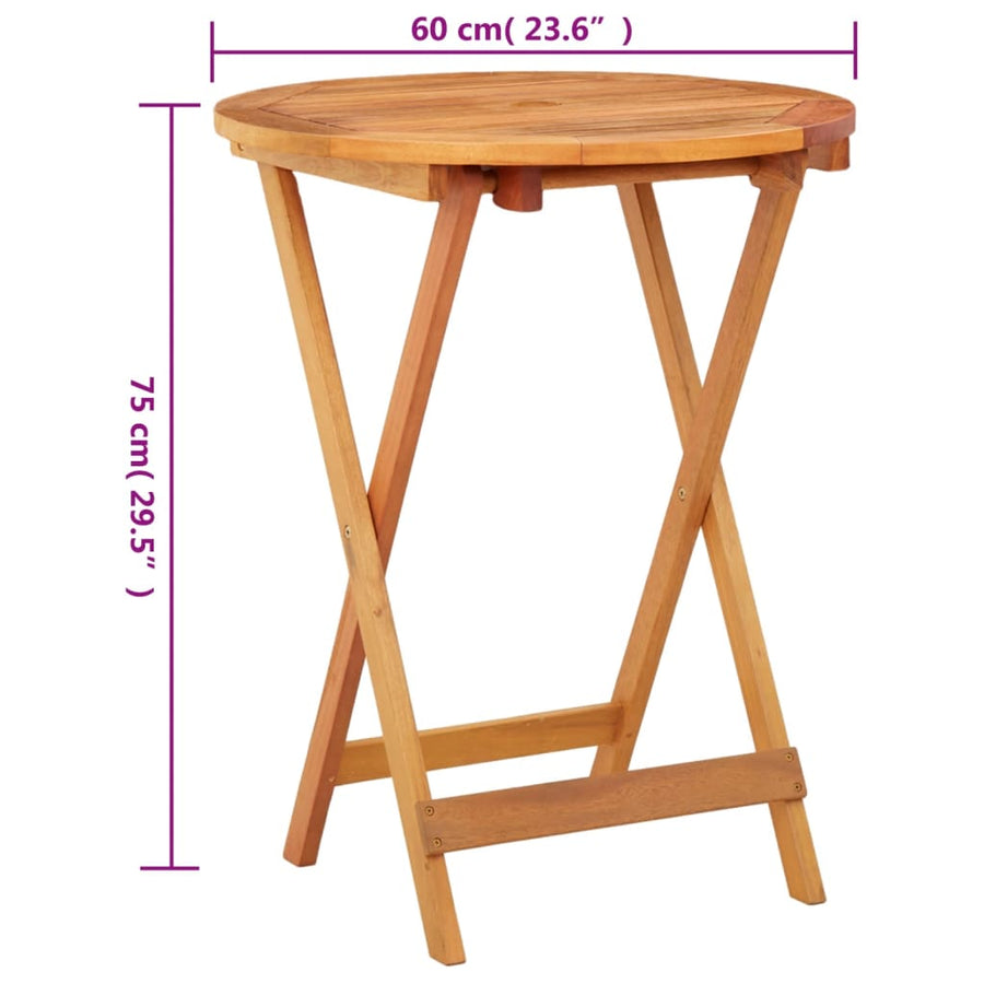 Tuintafel Inklapbaar Ø60X75 Cm Massief Eucalyptushout Ø 60 x 75 cm