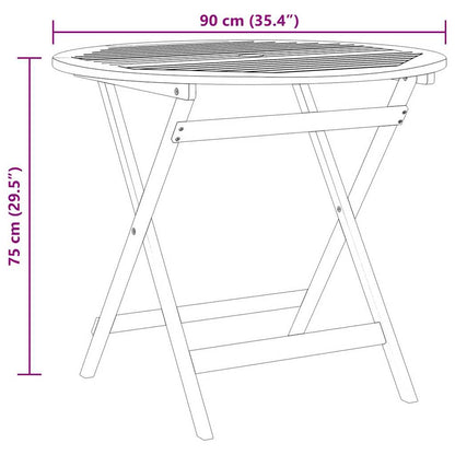 Tuintafel Inklapbaar Ø90X75 Cm Massief Eucalyptushout Ø 90 x 75 cm