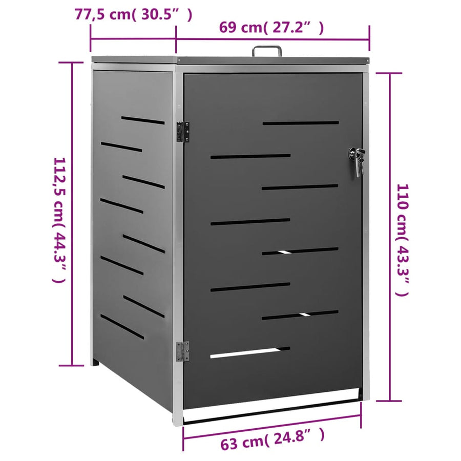 Containerberging Enkel 69X77,5X112,5 Cm Roestvrij Staal 1 container Antraciet
