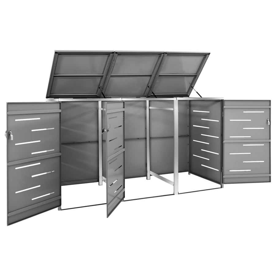 Containerberging Driedubbel 207X77,5X112,5 Cm Roestvrij Staal 3 containers Antraciet