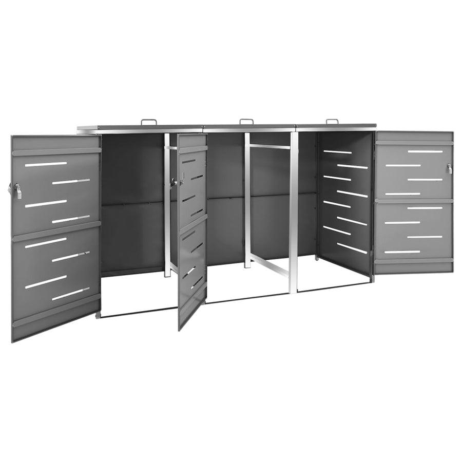 Containerberging Driedubbel 207X77,5X112,5 Cm Roestvrij Staal 3 containers Antraciet