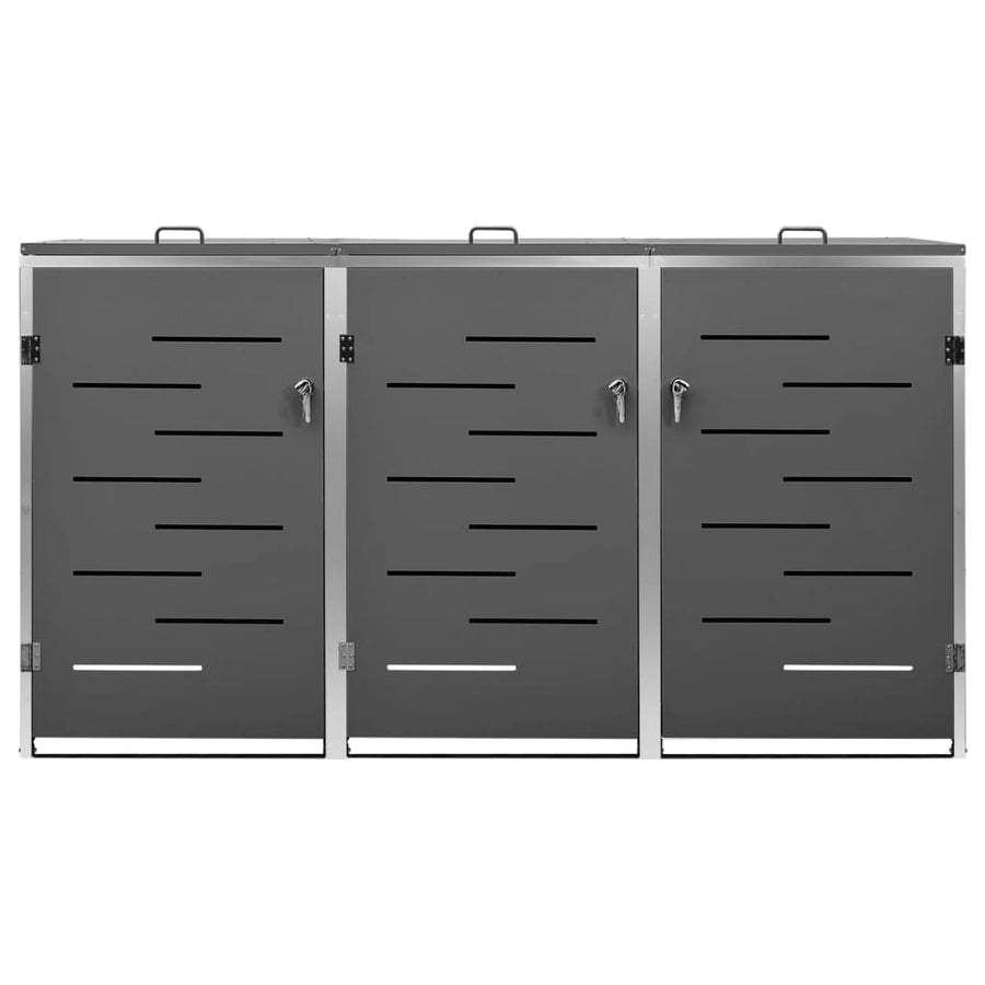 Containerberging Driedubbel 207X77,5X112,5 Cm Roestvrij Staal 3 containers Antraciet