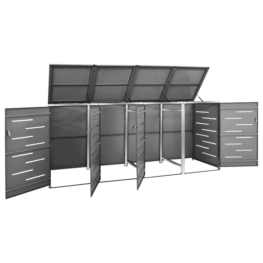 Containerberging Vierdubbel 276,5X77,5X112,5 Cm Roestvrij Staal 4 containers Antraciet