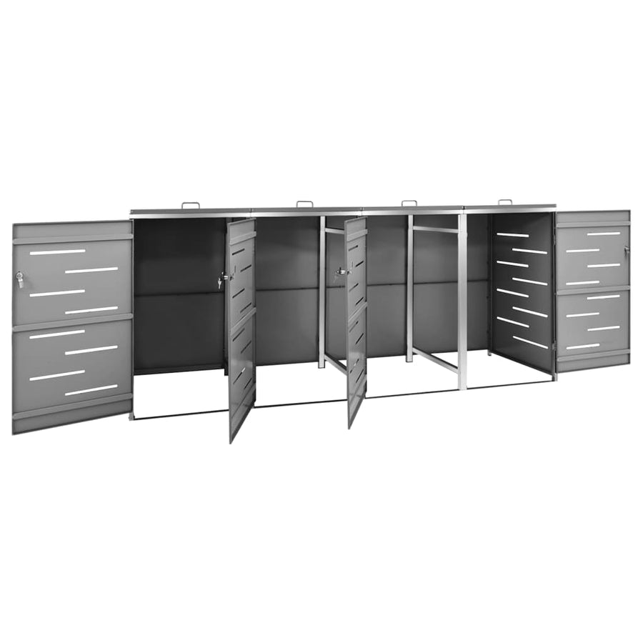 Containerberging Vierdubbel 276,5X77,5X112,5 Cm Roestvrij Staal 4 containers Antraciet