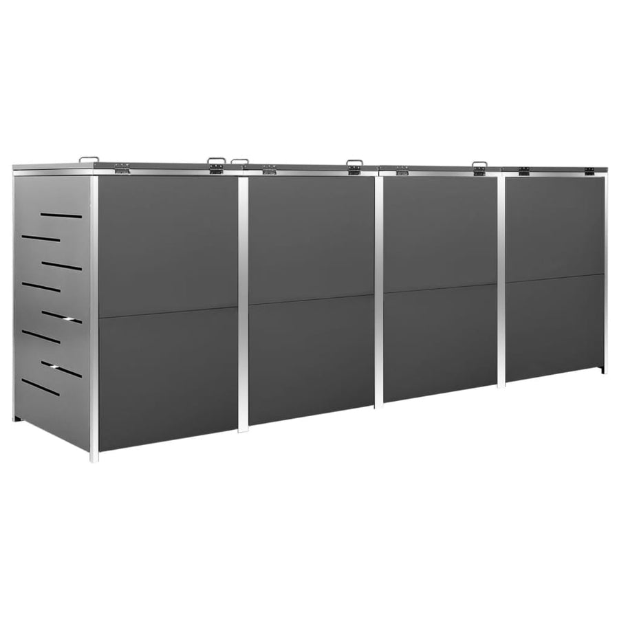 Containerberging Vierdubbel 276,5X77,5X112,5 Cm Roestvrij Staal 4 containers Antraciet