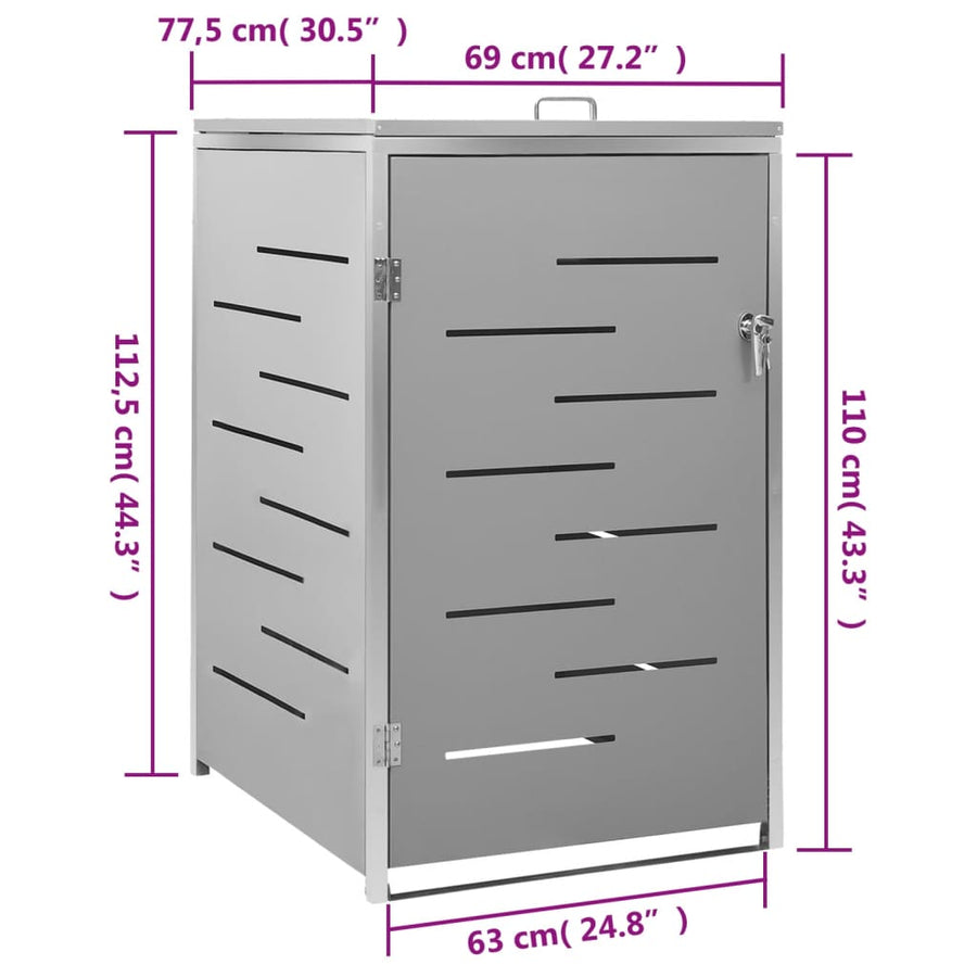 Containerberging Enkel 69X77,5X112,5 Cm Roestvrij Staal 1 container Grijs