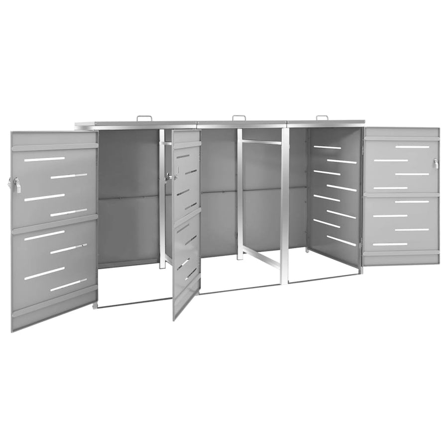 Containerberging Driedubbel 207X77,5X112,5 Cm Roestvrij Staal 3 containers Grijs