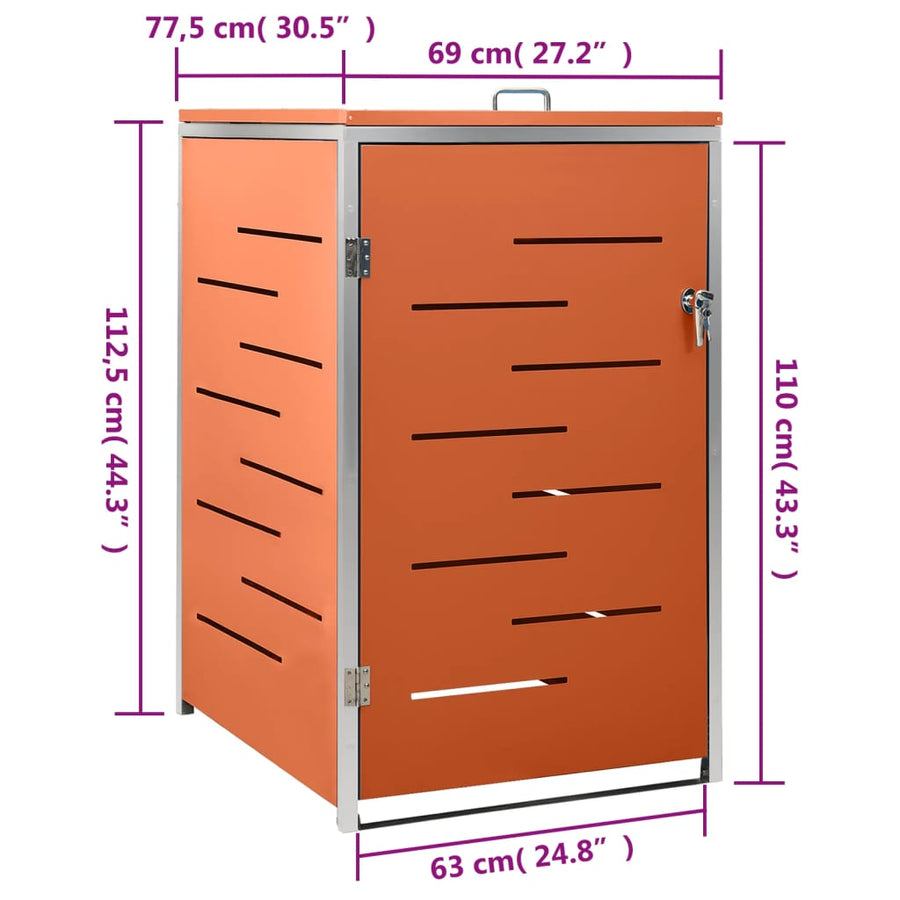 Containerberging Enkel 69X77,5X112,5 Cm Roestvrij Staal 1 container orange
