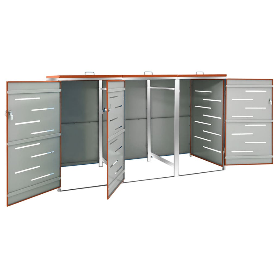 Containerberging Driedubbel 207X77,5X112,5 Cm Roestvrij Staal 3 containers orange