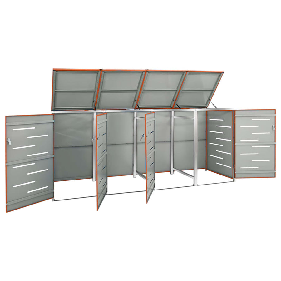 Containerberging Vierdubbel 276,5X77,5X112,5 Cm Roestvrij Staal 4 containers orange