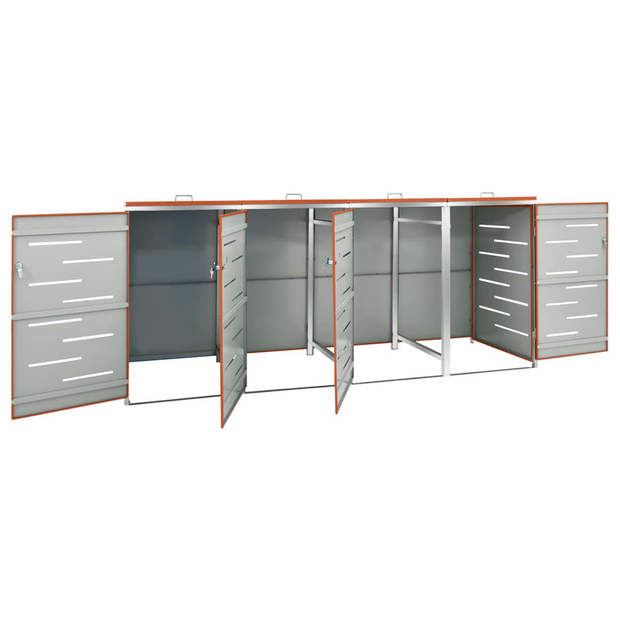 Containerberging Vierdubbel 276,5X77,5X112,5 Cm Roestvrij Staal 4 containers orange