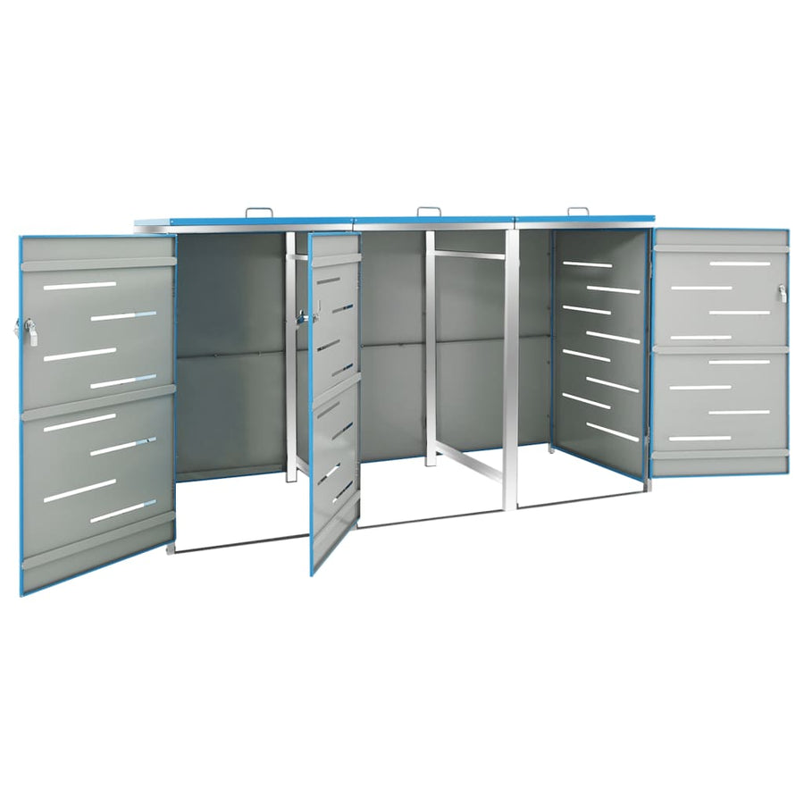 Containerberging Driedubbel 207X77,5X112,5 Cm Roestvrij Staal 3 containers Blauw
