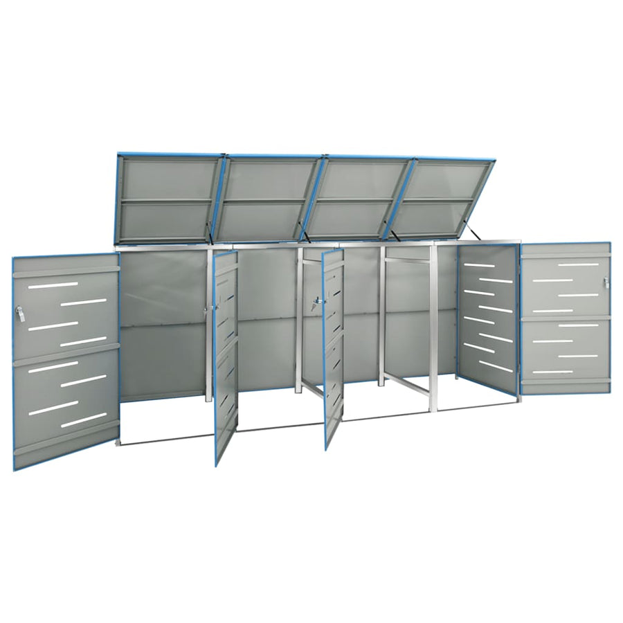 Containerberging Vierdubbel 276,5X77,5X112,5 Cm Roestvrij Staal 4 containers Blauw