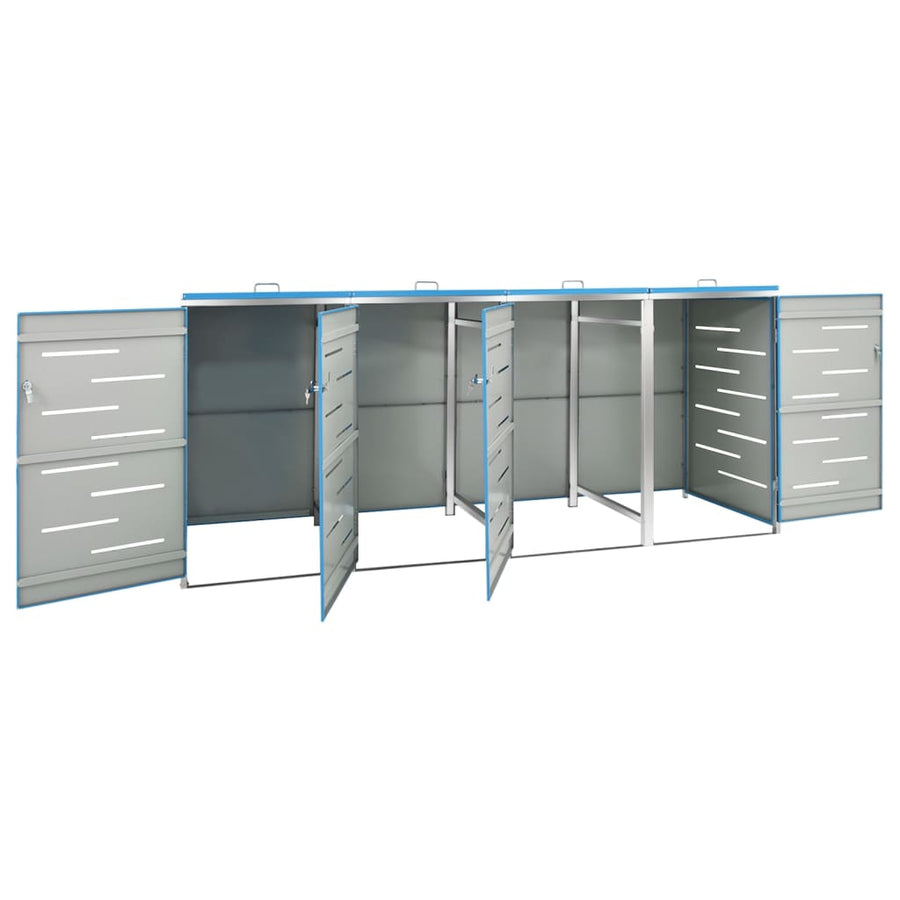 Containerberging Vierdubbel 276,5X77,5X112,5 Cm Roestvrij Staal 4 containers Blauw