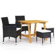 Tuinset 5-delig acaciahout PE-rattan zwart