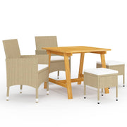 Tuinset 5-delig acaciahout PE-rattan beige